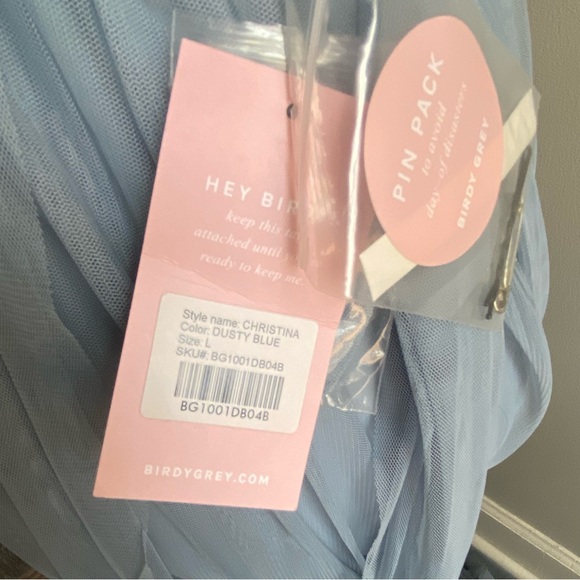 Birdy Grey ‘CHRISTINA’ CONVERTIBLE DRESS TULLE DUSTY BLUE NEW NWT Bridesmaid L - Picture 11 of 16